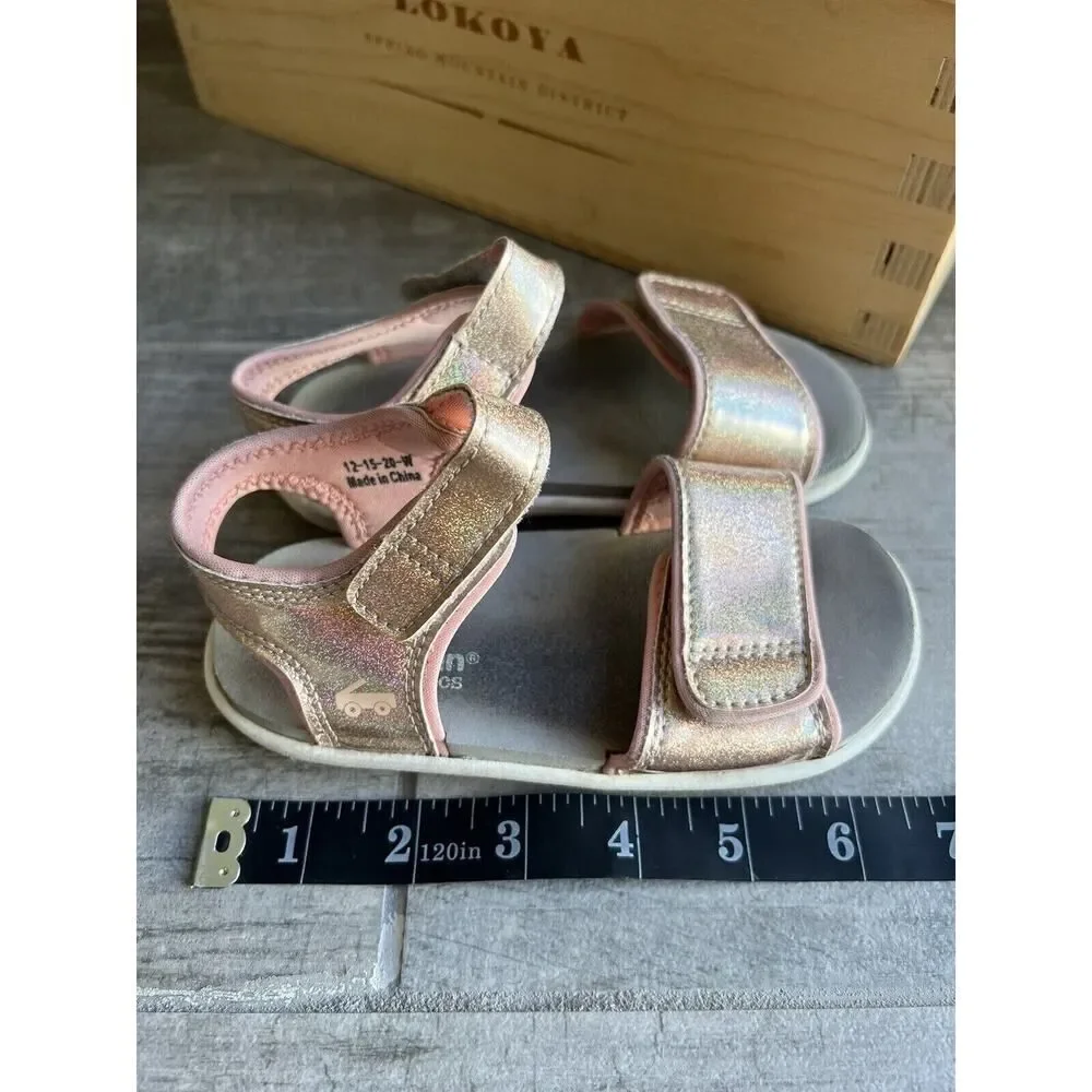 See Kai Run Toddler Girls Logan Sandal Pink Glitter Hook & Loop Adjustable 9